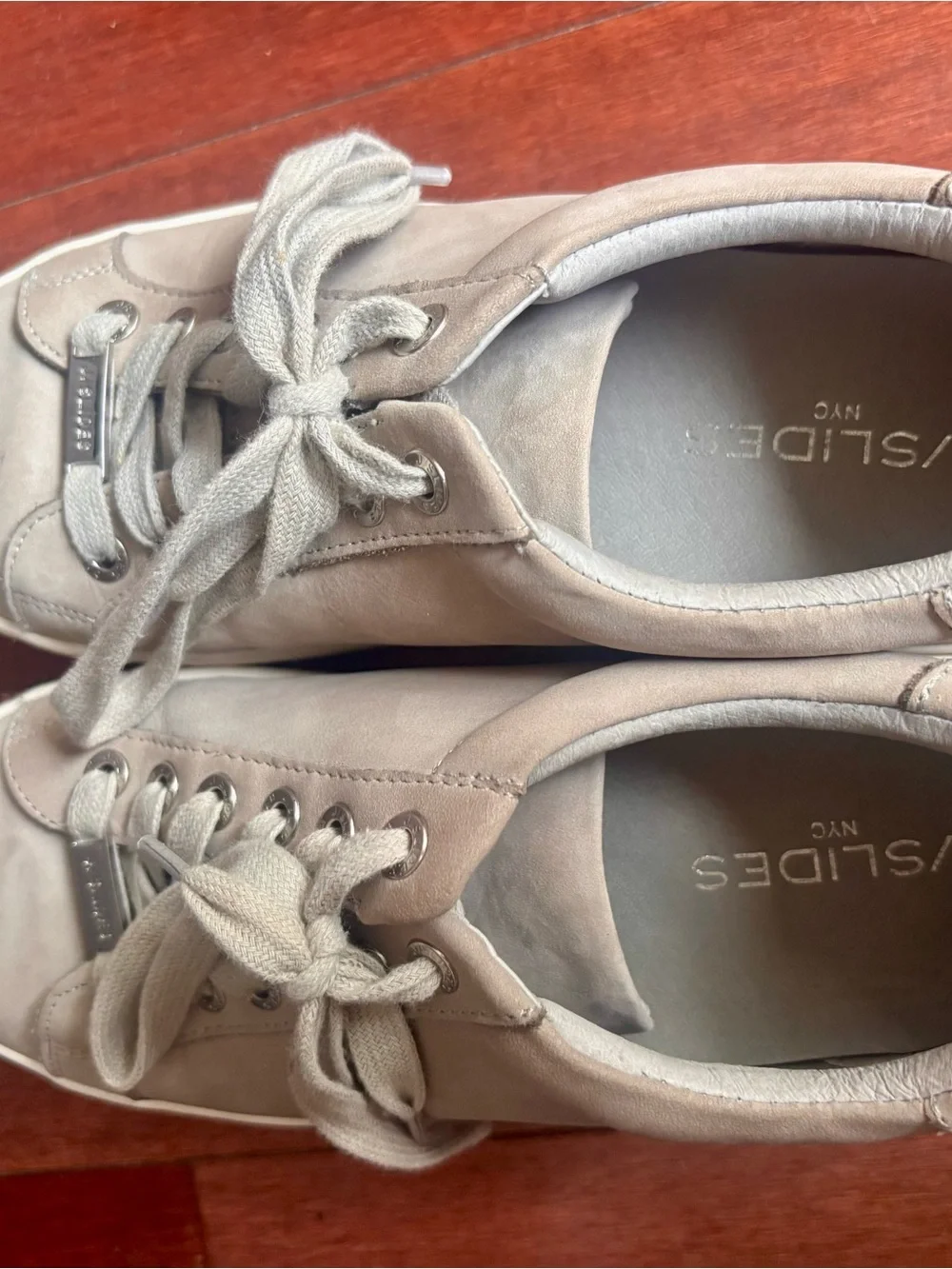 J/Slides NYC Platform Leather Top Sneakers in Light Taupe